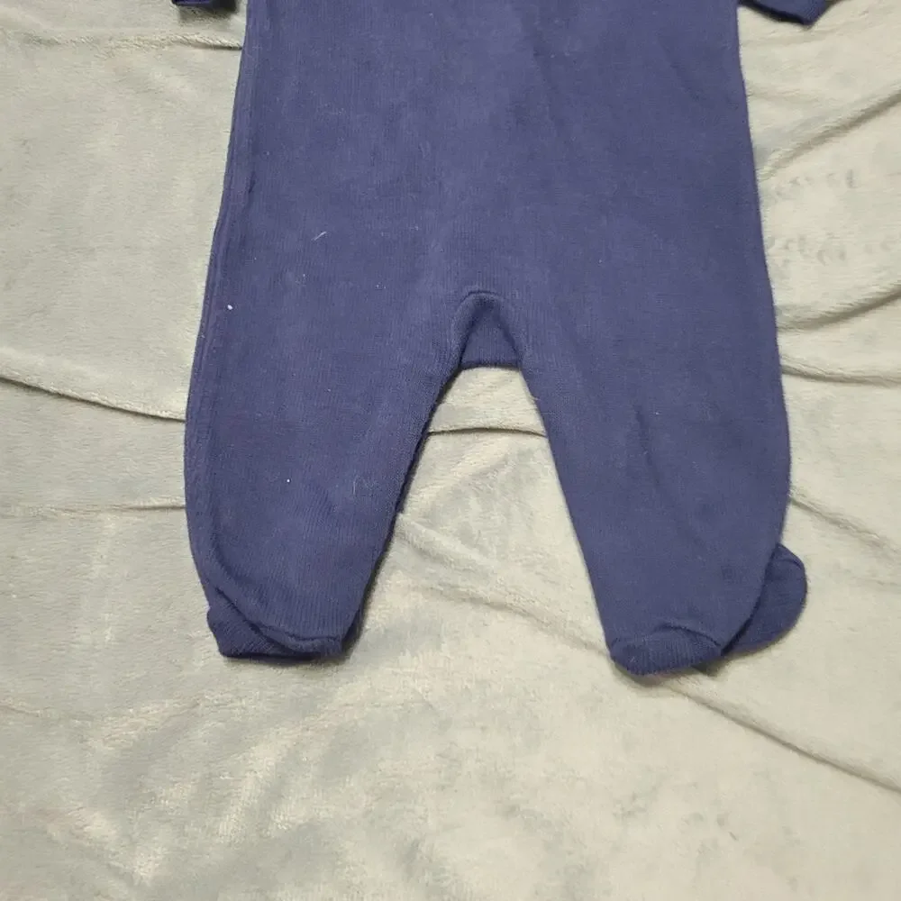 Ralph Lauren Polo Romper Boys 3 Month Navy Embroidered Logo‎ Red Collared Footed